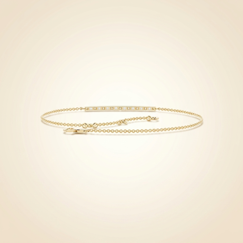 everyday chain baguette and round diamond bar chain bracelet in gold