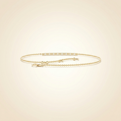 Everyday Chain Baguette and Round Diamond Bar Chain Bracelet in Gold