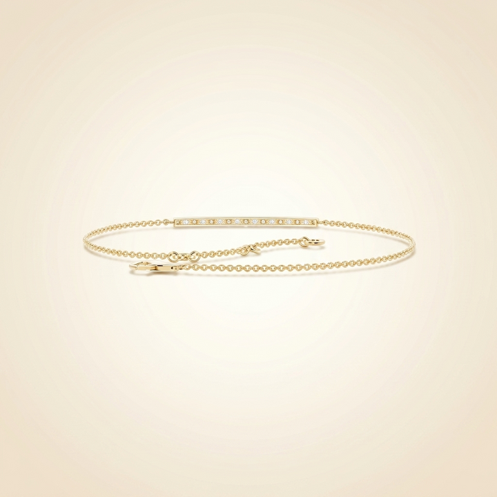 Everyday Chain Baguette and Round Diamond Bar Chain Bracelet in Gold