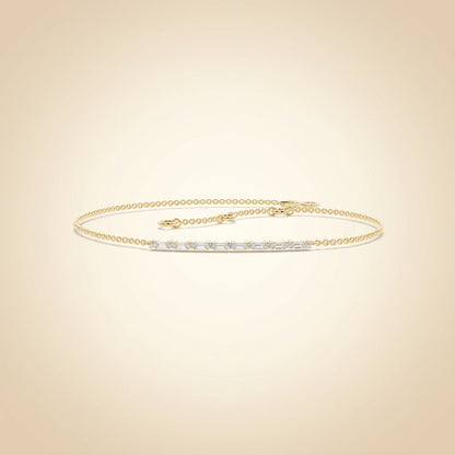 Everyday Chain Baguette and Round Diamond Bar Chain Bracelet in Gold