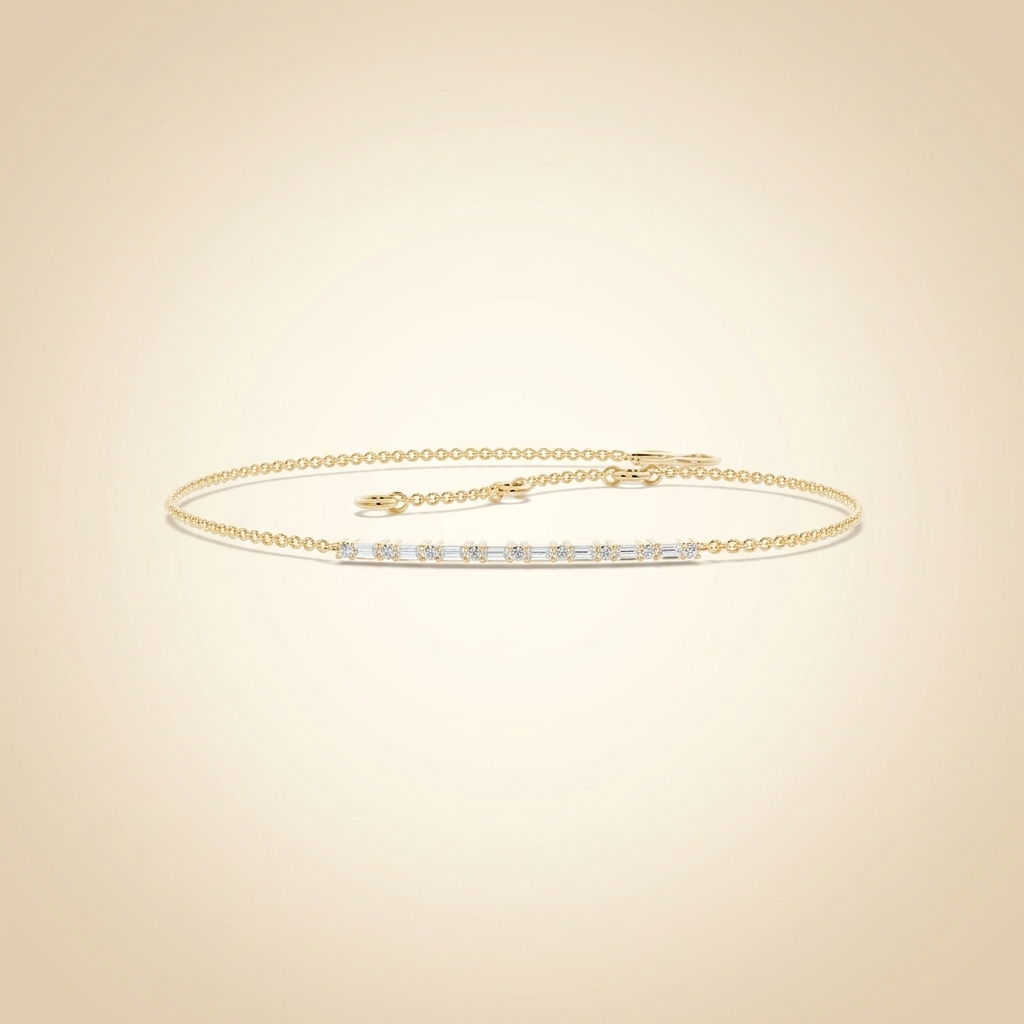 everyday chain baguette and round diamond bar chain bracelet in gold