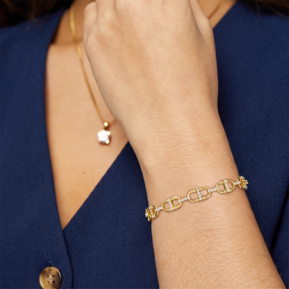 Interlink Diamond Marine Tennis Bracelet