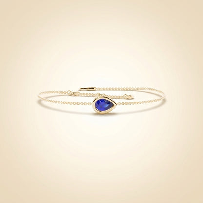 Solitaire Blue Sapphire Delicate Chain Bracelet