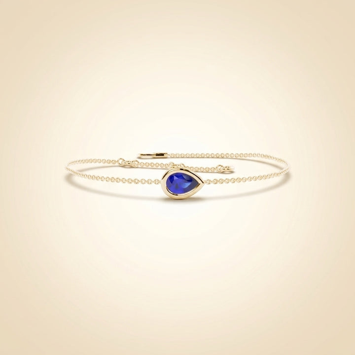 Solitaire Blue Sapphire Delicate Chain Bracelet
