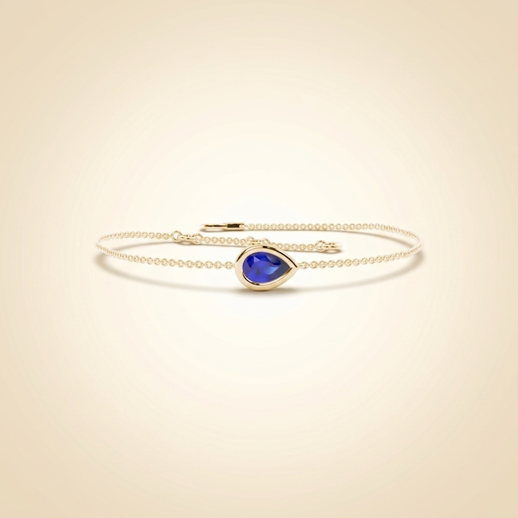 solitaire blue sapphire delicate chain bracelet