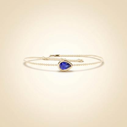 Solitaire Blue Sapphire Delicate Chain Bracelet