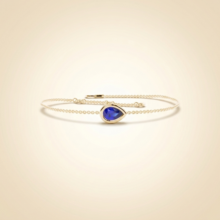 Solitaire Blue Sapphire Delicate Chain Bracelet