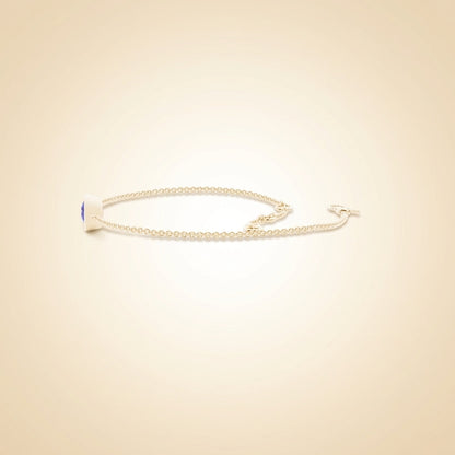 Solitaire Blue Sapphire Delicate Chain Bracelet