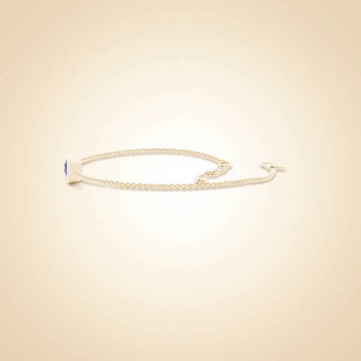Solitaire Blue Sapphire Delicate Chain Bracelet