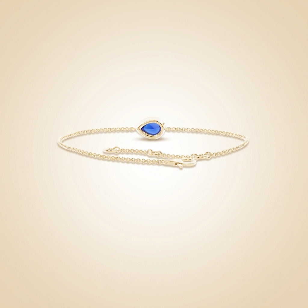 solitaire blue sapphire delicate chain bracelet