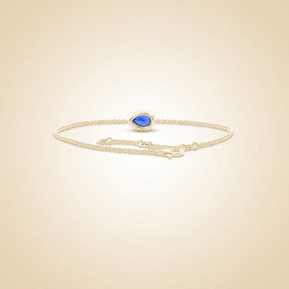 Solitaire Blue Sapphire Delicate Chain Bracelet