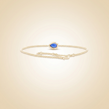 Solitaire Blue Sapphire Delicate Chain Bracelet