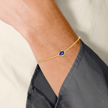 Solitaire Blue Sapphire Delicate Chain Bracelet