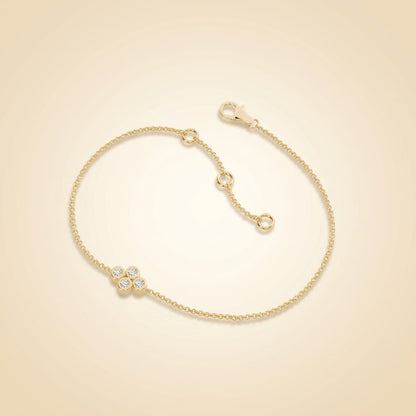 Round Quad Cluster Bezel Setting Delicate Chain Bracelet