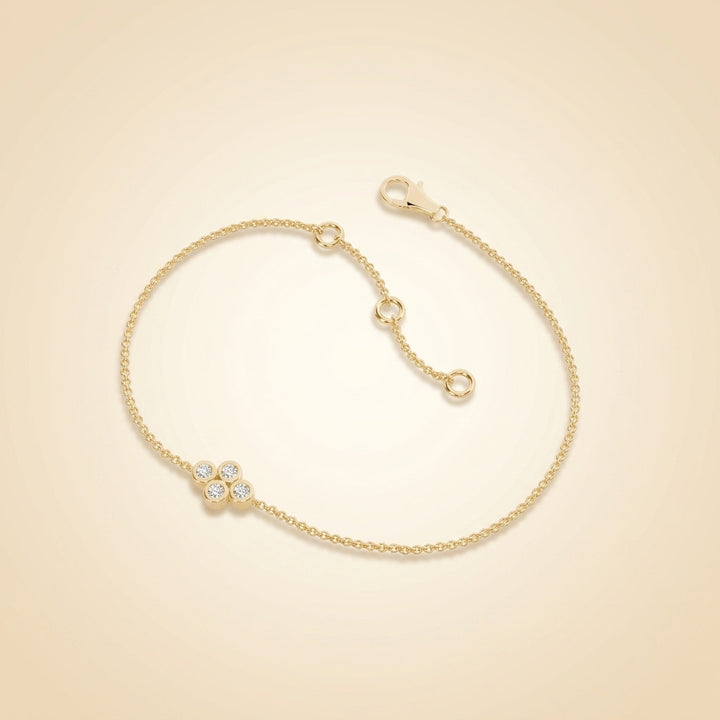 Round Quad Cluster Bezel Setting Delicate Chain Bracelet