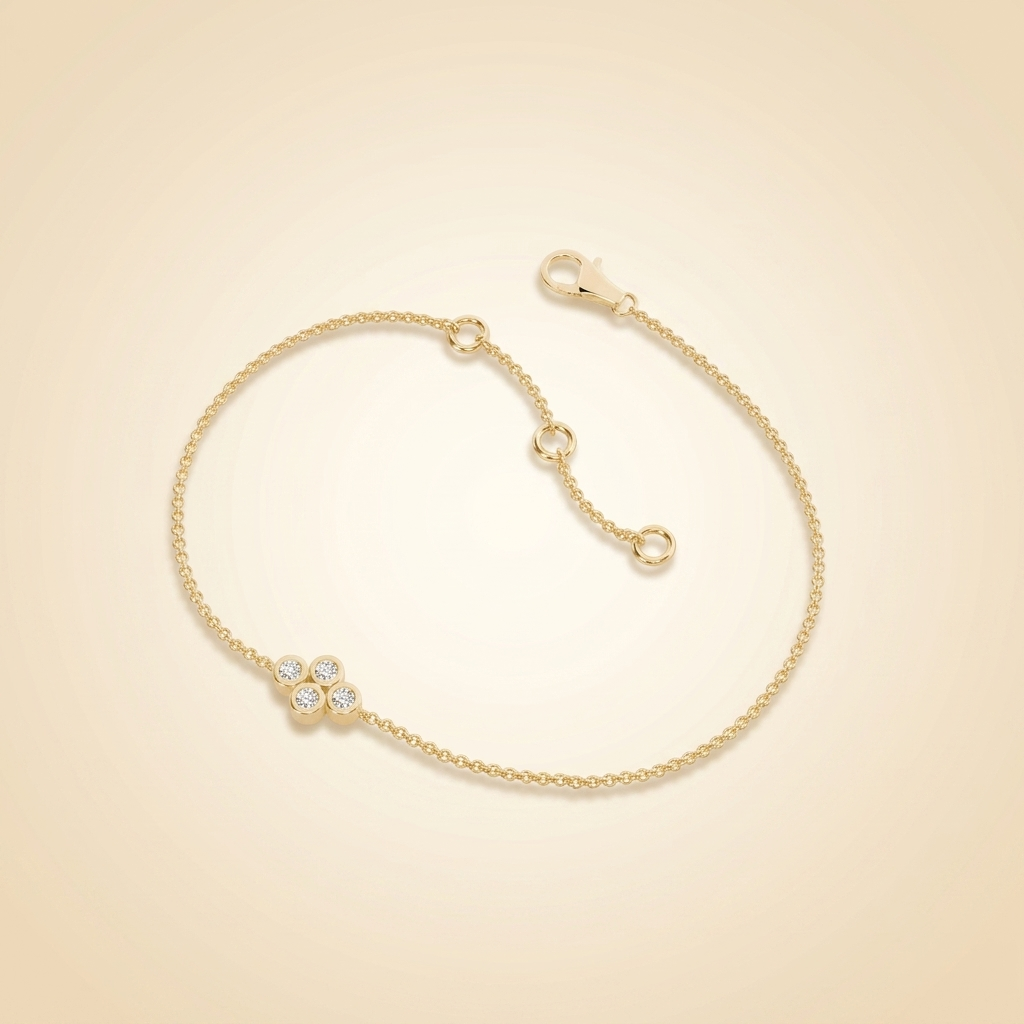 round quad cluster bezel setting delicate chain bracelet