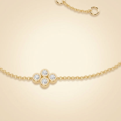 Round Quad Cluster Bezel Setting Delicate Chain Bracelet