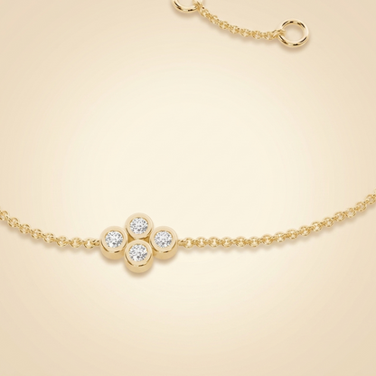 Round Quad Cluster Bezel Setting Delicate Chain Bracelet