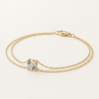 Miracle-Set Solitaire Diamond Double Strand Chain Bracelet