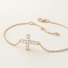 Pavé Diamond Sideways Cross Chain Bracelet in Gold