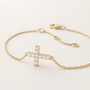 Pavé Diamond Sideways Cross Chain Bracelet in Gold