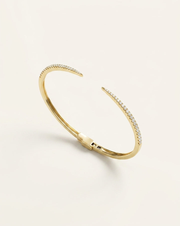Pavé Diamond Open Claw Cuff Bangle Bracelet in Gold