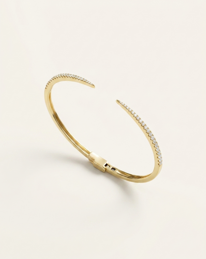 Pavé Diamond Open Claw Cuff Bangle Bracelet in Gold