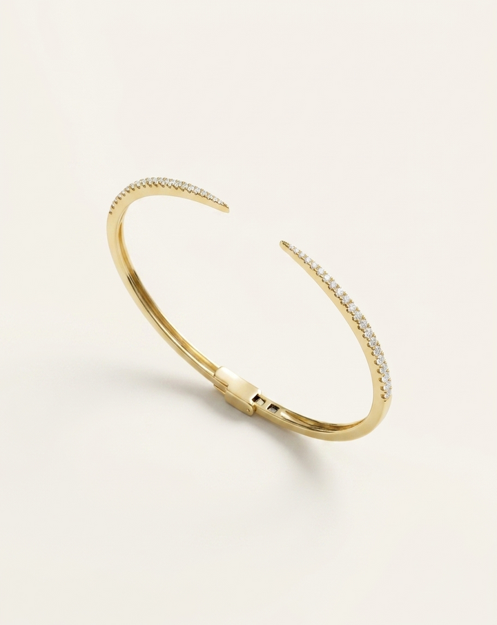 Pavé Diamond Open Claw Cuff Bangle Bracelet in Gold