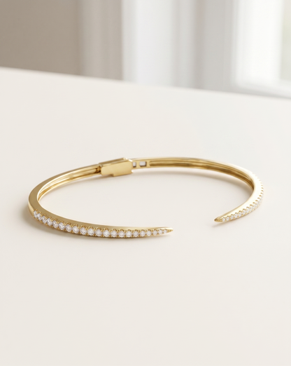 Pavé Diamond Open Claw Cuff Bangle Bracelet in Gold