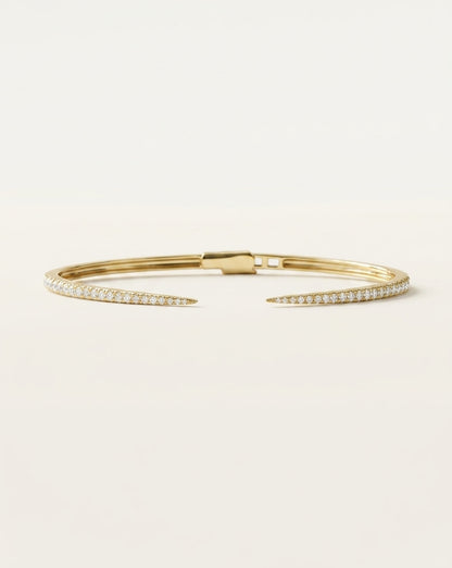 Pavé Diamond Open Claw Cuff Bangle Bracelet in Gold