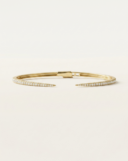 Pavé Diamond Open Claw Cuff Bangle Bracelet in Gold