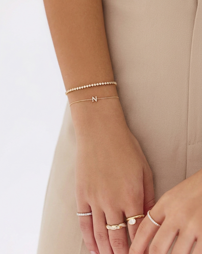 Lab Grown Bezel Set Diamond Station Tennis Bracelet with Lobster Clasp