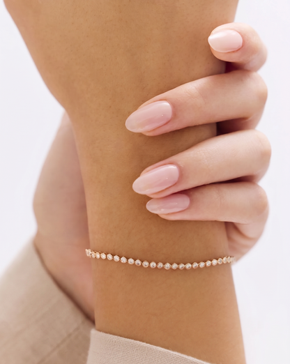 Lab Grown Bezel Set Diamond Station Tennis Bracelet with Lobster Clasp