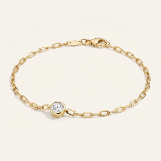 7" Round Lab Diamond Paperclip Chain Bracelet