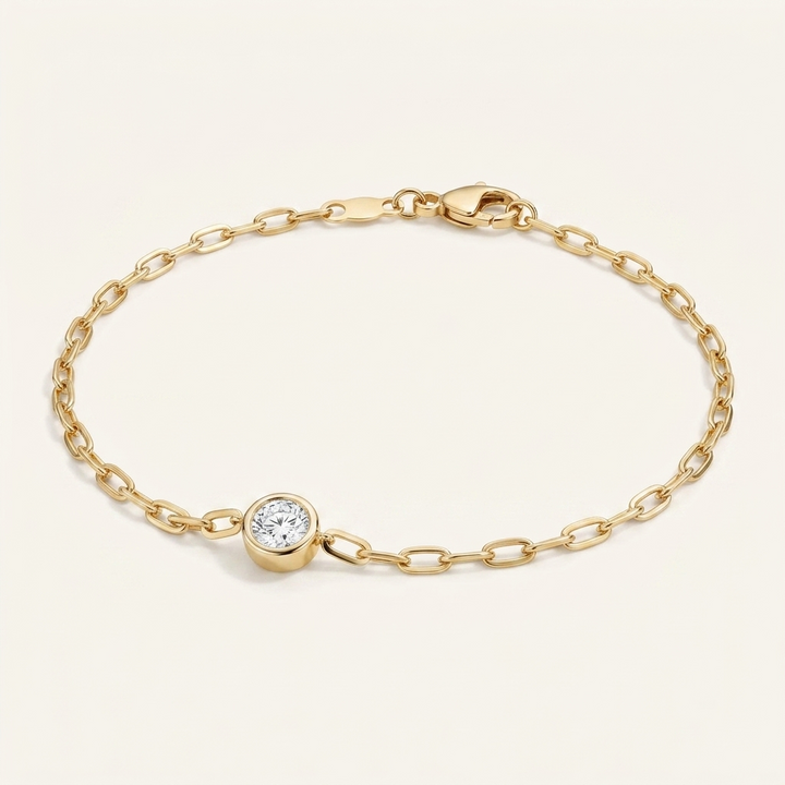 7" Round Lab Diamond Paperclip Chain Bracelet
