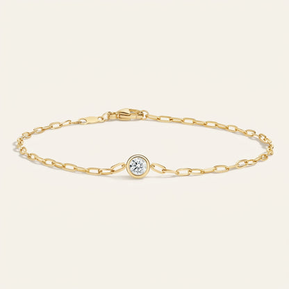7" Round Lab Diamond Paperclip Chain Bracelet