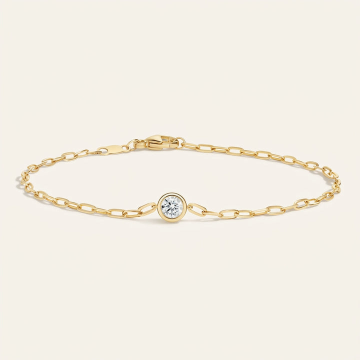 7" Round Lab Diamond Paperclip Chain Bracelet
