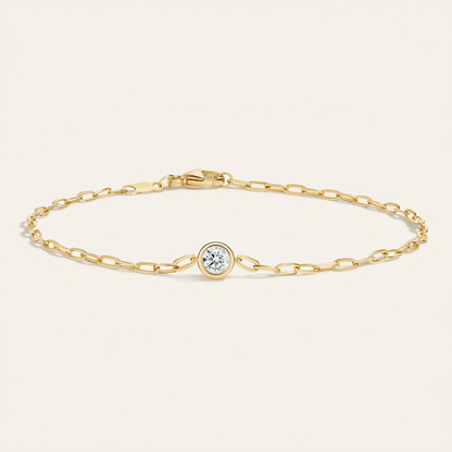 7" Round Lab Diamond Paperclip Chain Bracelet