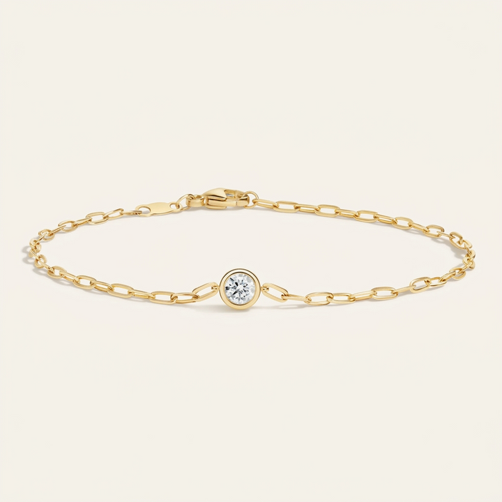7" Round Lab Diamond Paperclip Chain Bracelet
