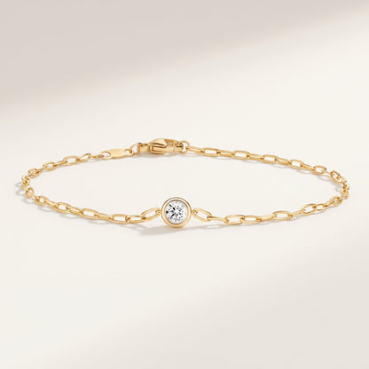 7" Round Lab Diamond Paperclip Chain Bracelet