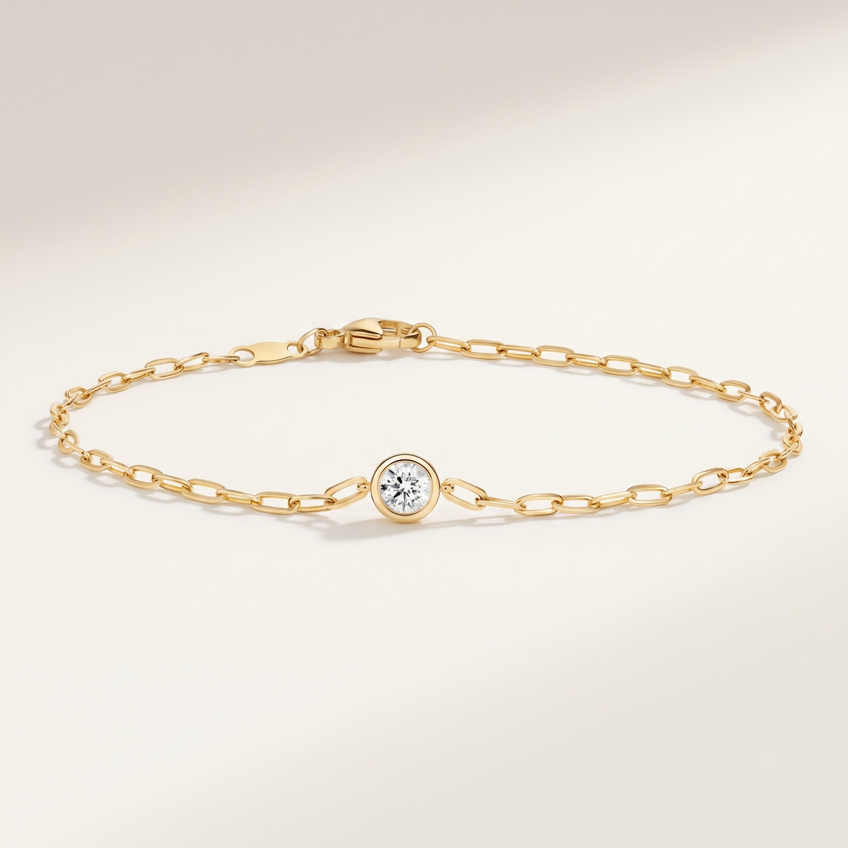7" round lab diamond paperclip chain bracelet