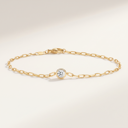 7" Round Lab Diamond Paperclip Chain Bracelet
