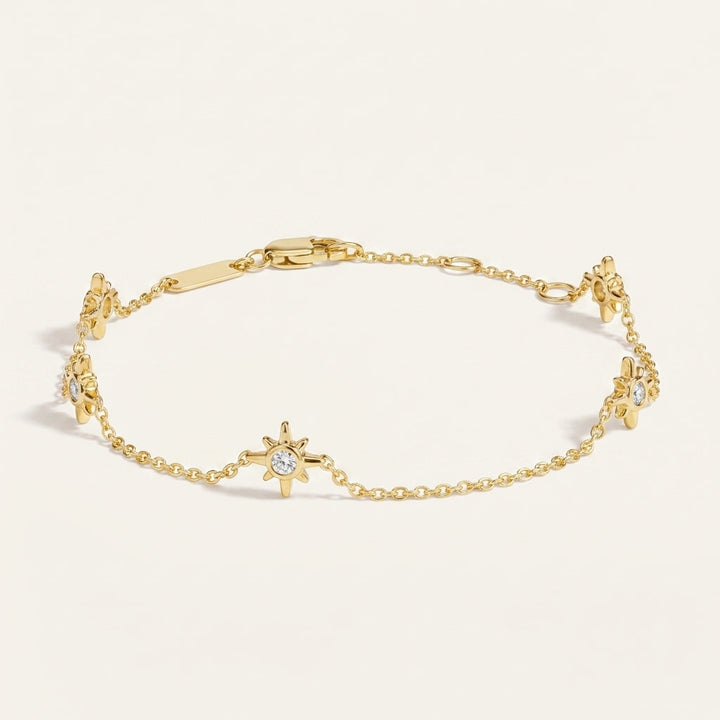 Diamond Starburst Station Chain Bracelet