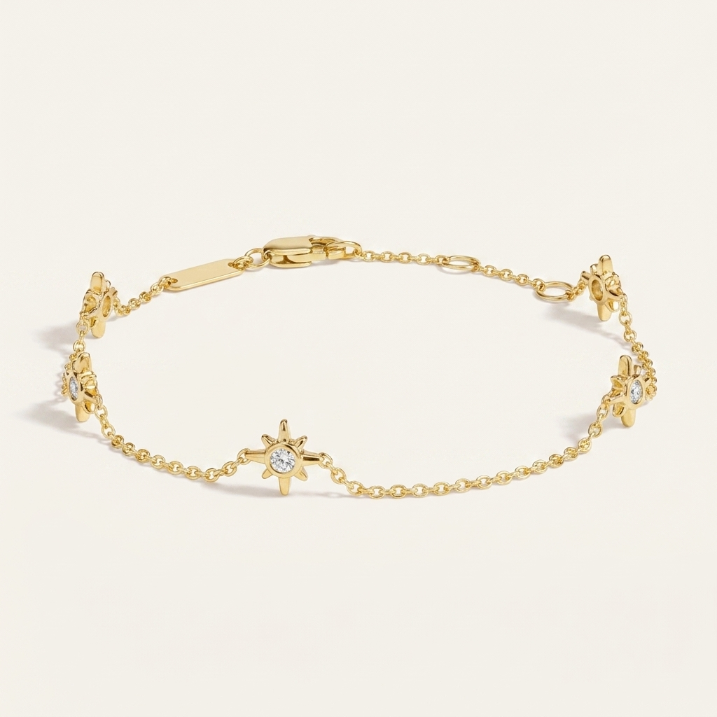 diamond starburst station chain bracelet