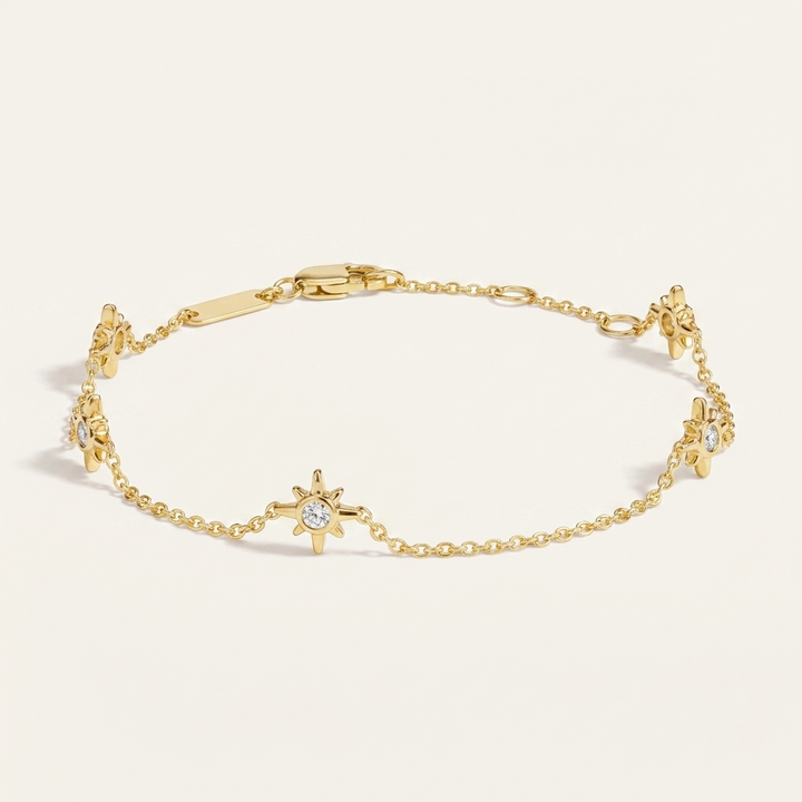 Diamond Starburst Station Chain Bracelet