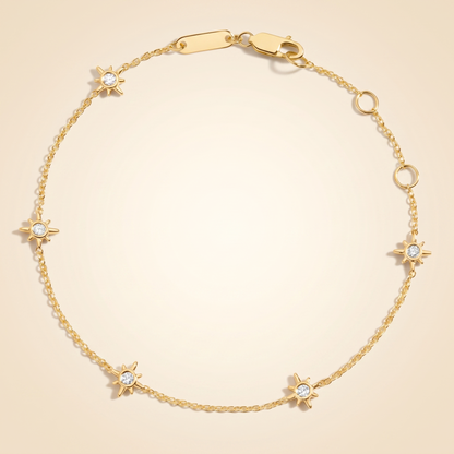 Diamond Starburst Station Chain Bracelet