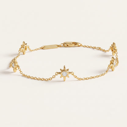 Diamond Starburst Station Chain Bracelet