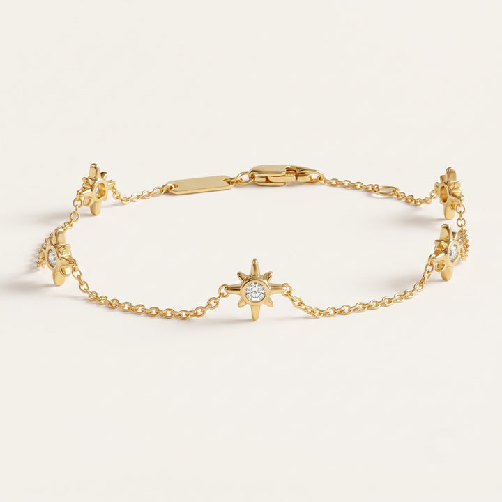 Diamond Starburst Station Chain Bracelet