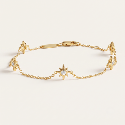 Diamond Starburst Station Chain Bracelet