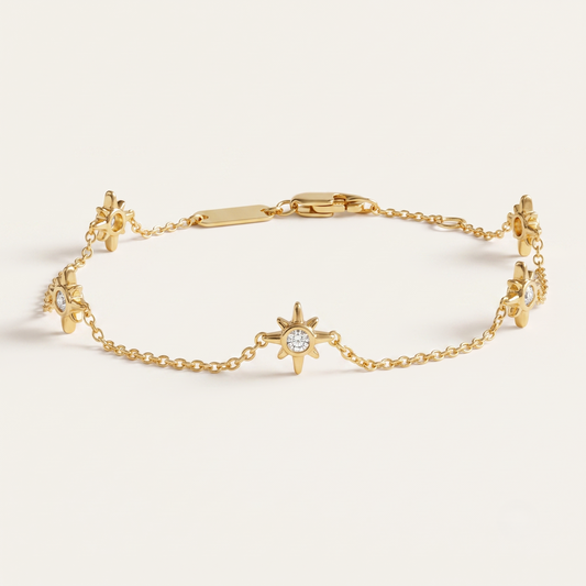 Diamond Starburst Station Chain Bracelet